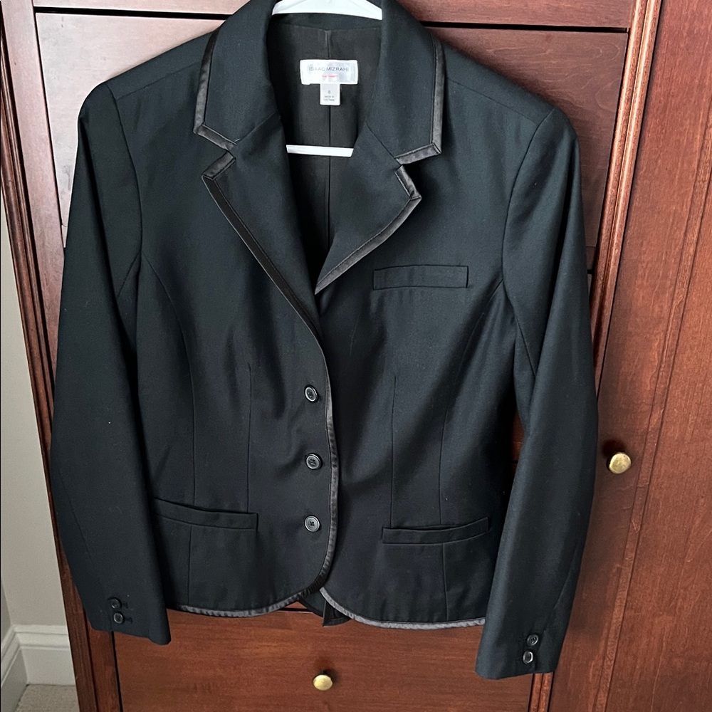 Isaac Mizrahi Black Women's Blazer with Satin Trim